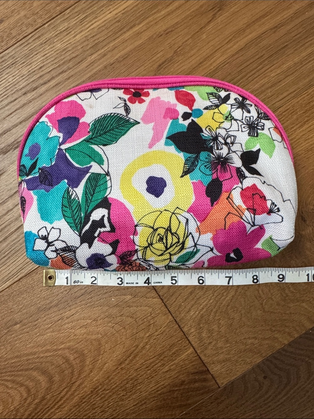 Clinique Floral Cosmetic Pouch in White with Pink Trim